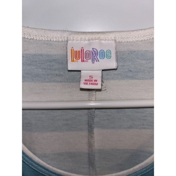 LuLaRoe Dress Womens Size S Summer Sleeveless Tank Blue White Orange Striped New - Picture 2 of 5